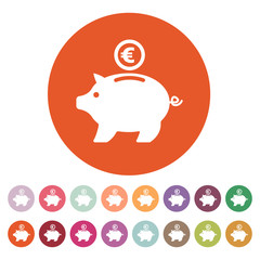 The moneybox and euro icon. Cash and money, wealth, savings symbol. Flat