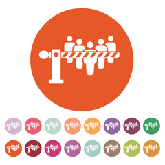 The barrier icon. Roadblock and borderline, stop, checkpoint symbol. Flat