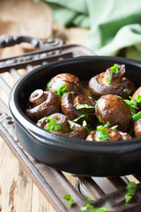 Baked champignons mushrooms