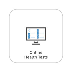 Online Health Tests and Medical Services Icon. Flat Design.