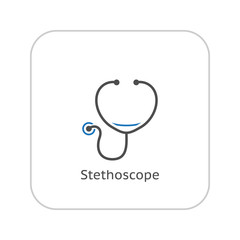 Stethoscope and Medical Services Icon. Flat Design.