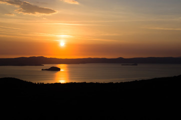 Lake Bolsena sunset aerial view (Lazio - Viterbo Italy)