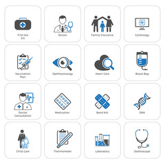 Medical and Health Care Icons Set. Flat Design.