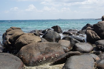 Rocks at the beach of Pigeon Island in Sri Lanka