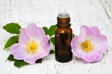 essential oil in glass bottle