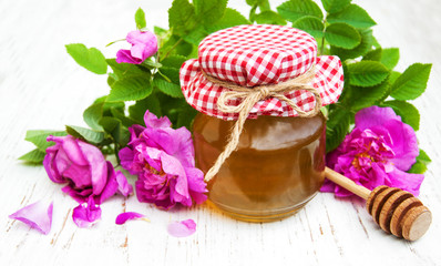 Honey and rose flowers