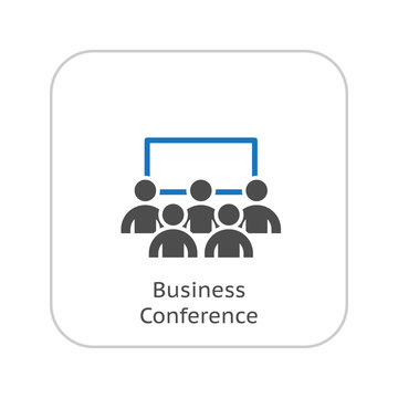 Business Conference Icon. Online Learning. Flat Design.
