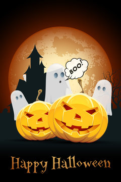 Halloween Background with Haunted House