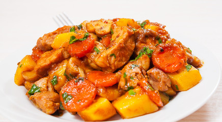 meat with mushrooms and vegetables