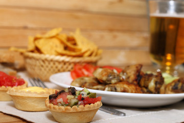 wings barbecue sauce vegetables