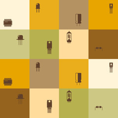 Seamless background with electronic components icons for your design