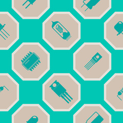 Seamless background with electronic components icons for your design