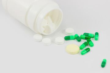 pills and capsules selective focus