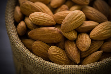 Almond Close-up Shot / Almond / Almond in Sack Close-up