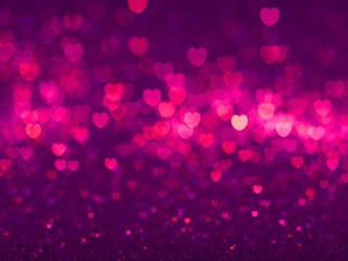 Defocused illuminated hearts background