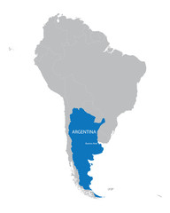 map of South America with indication of Argentina