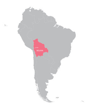 map of South America with indication of Bolivia