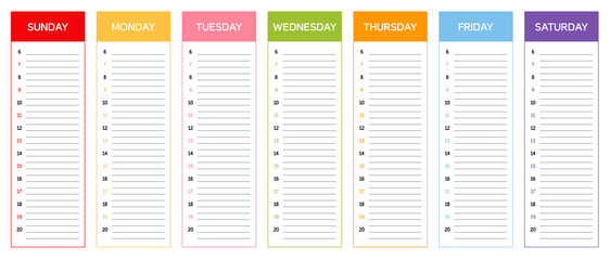 Week planning calendar (colors according to Thai astrology) - 91717032