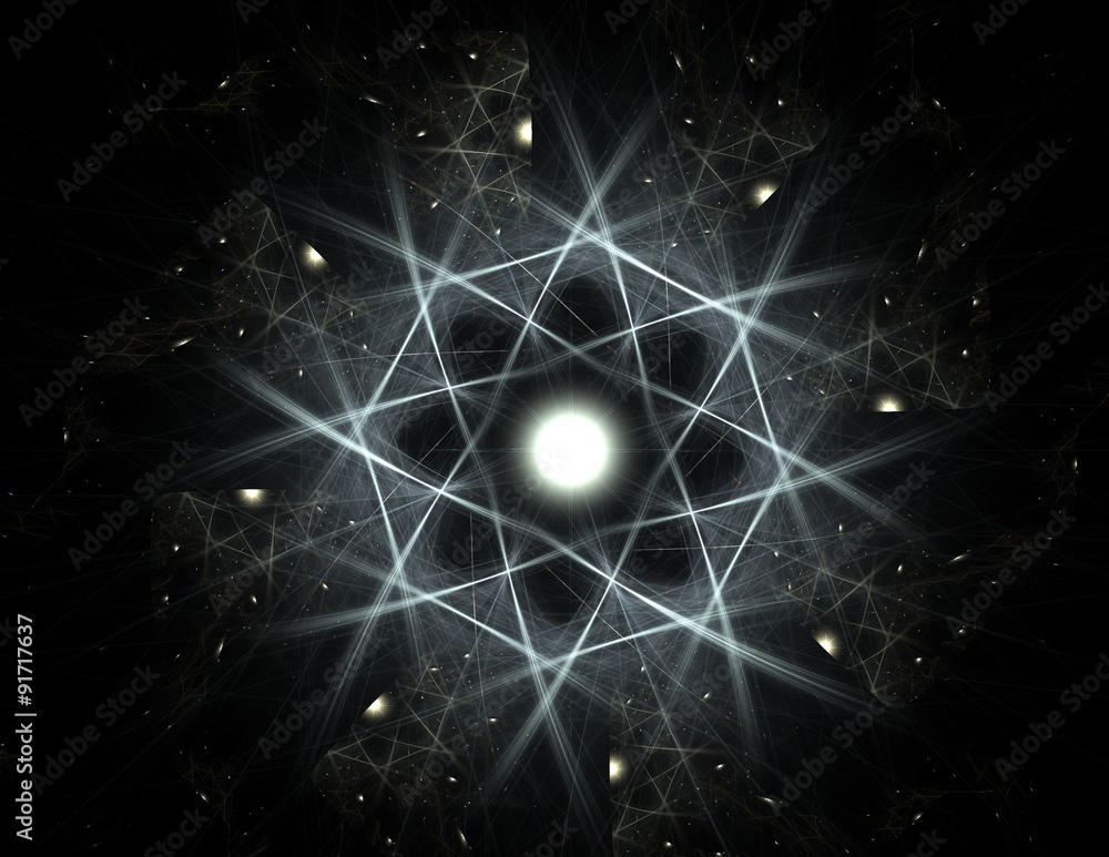 Poster fractal radial pattern on the subject of science, technology and design