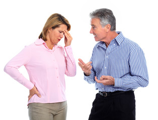 Stressed unhappy couple.