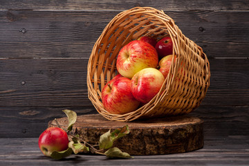 Basket with red apples, horizontal