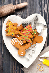 Christmas gingerbread. Baking background.