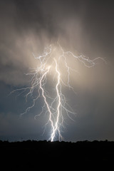 lightning and clouds in night landscape storm