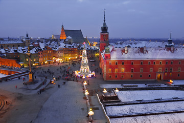 Obraz premium Christmas decorations in Warsaw, Poland