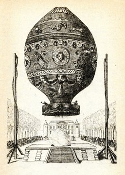 First manned ascent of a Montgolfière balloon near Paris, 21 November 1793
