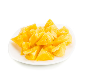 Freshly cut juicy, sweet nutritious pineapple fruit isolated in white