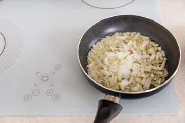 Onions frying with melted butter