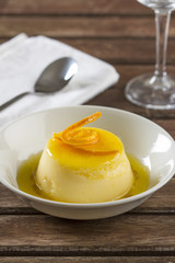 Fototapeta premium Pudding on a rustic wooden table