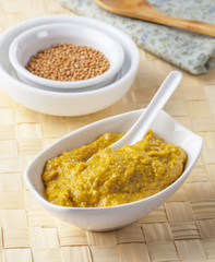 Mustard sauce and seeds