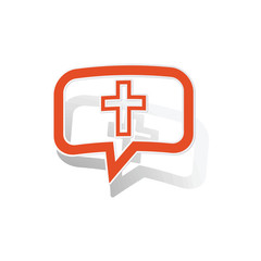 Christian cross message sticker, orange