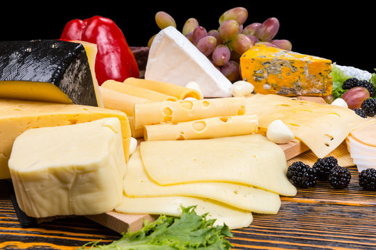 Gourmet selection of cheeses on a cheeseboard