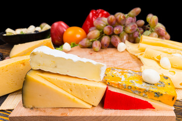 Cheese platter with an assortment of cheeses