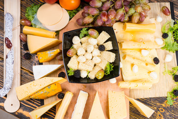 Gourmet display of different cheese