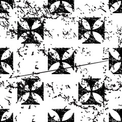 Maltese cross pattern, grunge, monochrome