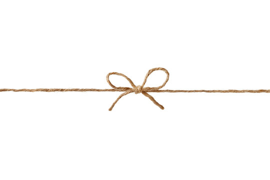 Closeup string or twine tied in a bow isolated on white background