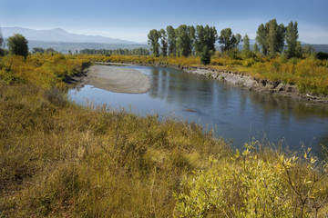 Gravel bar, Buffalo Fork River, Jackson Hole, Wyoming.