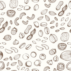 Nuts set seamless pattern