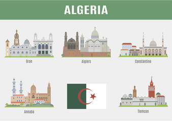 Naklejka premium Cities in Algeria