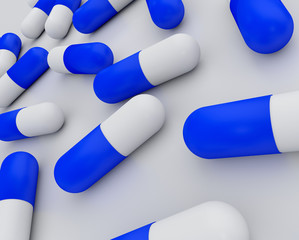 3D illustration of medicine pills (capsules)