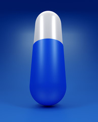 3D illustration of medicine pill on blue gradient background