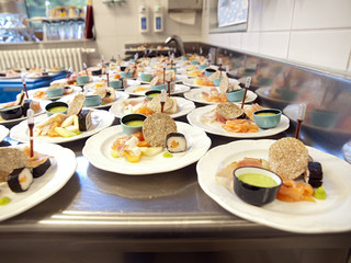 rows of appetizer plates