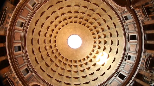 Interior Pan Shot Tourist Visiting Roof of Pantheon Piazza della Rotonda at Rome Lazio Italy