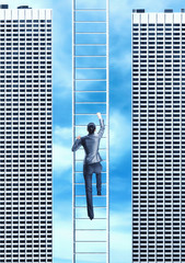 Woman climbing the ladder