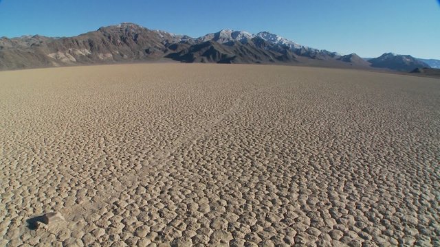 The mysterious rocks which race across the dry lakebed known as the Racetrack in Death Valley.