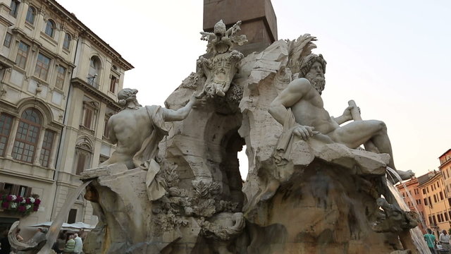 Tilt Shot Tourist Visiting Piazza Navona at Rome Lazio Italy