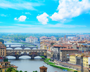 Ponte Vecchio and other bridges over Arno river in Florence